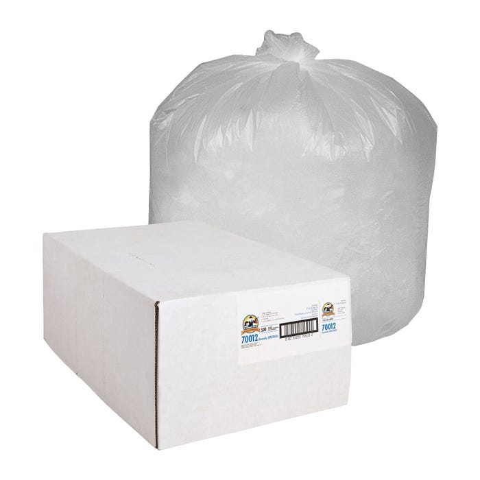 Genuine Joe High Density Can Liners, 33 Gallon, 0.35 mil, Translucent, Pack of 500