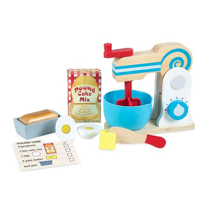 Melissa & Doug Wooden Make-A-Cake Mixer Set, 11 Pieces
