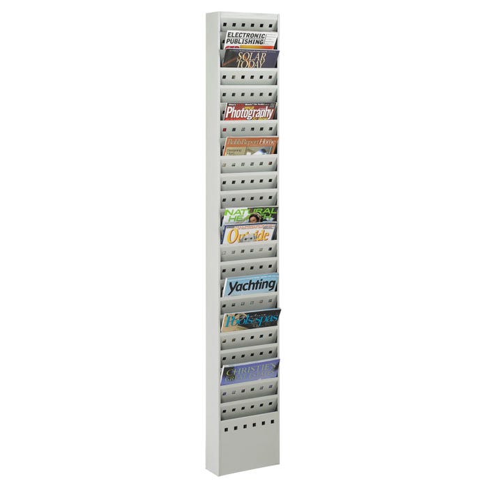 Safco Magazine Rack, 23 Pocket, 10 x 4 x 65-1/2 Inches, Gray