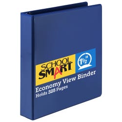 School Smart Round Ring View Binder, Polypropylene, 1-1/2 Inches, Blue 086393