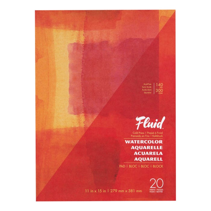 Speedball Fluid Cold Press Watercolor Pad, 11 x 15 Inches, 20 Sheets