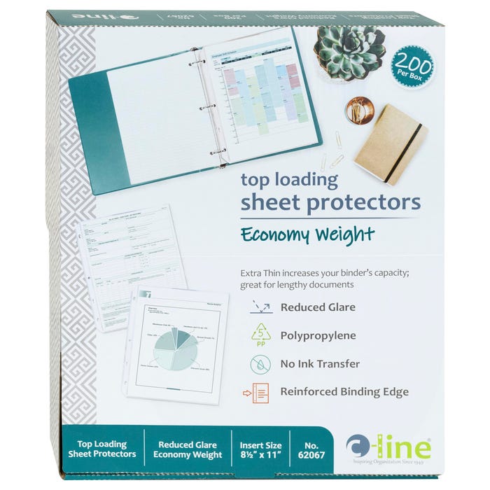 C-Line Economy Weight Polypropylene Sheet Protectors, Reduced Glare, 3-Hole Punched, 8-1/2 x 11 Inches, Box of 200