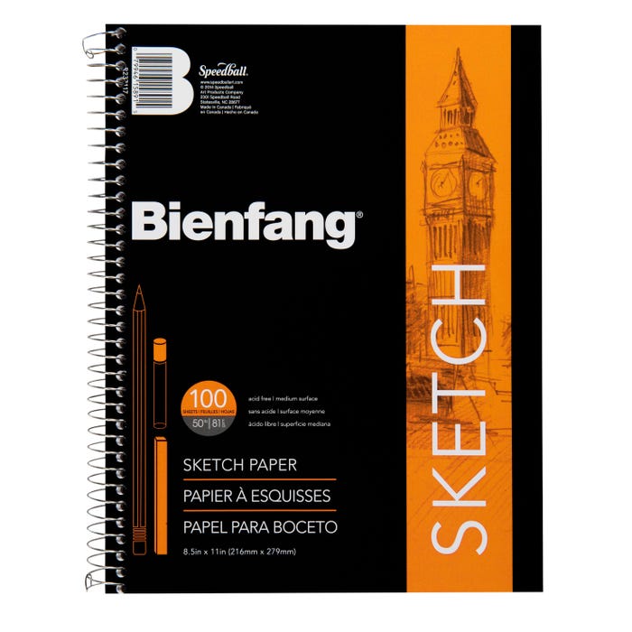Bienfang Spiral Bound Lightweight Sketchbook, 50 lb, 8-1/2 x 11 Inch, 100 Sheets