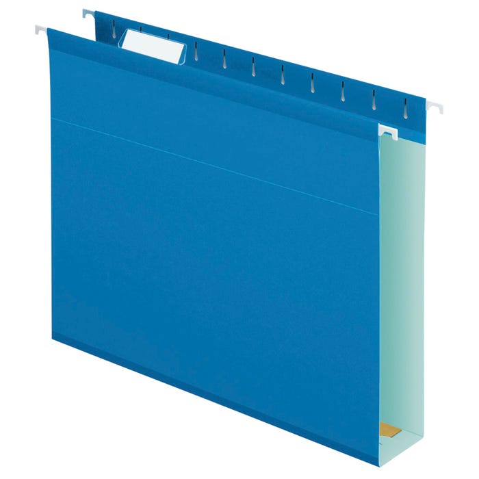 Pendaflex Extra Capacity Reinforced Hanging File Folder, 1/5 Cut Tabs, Letter Size, 2 Inch Expansion, Blue, Pack of 25