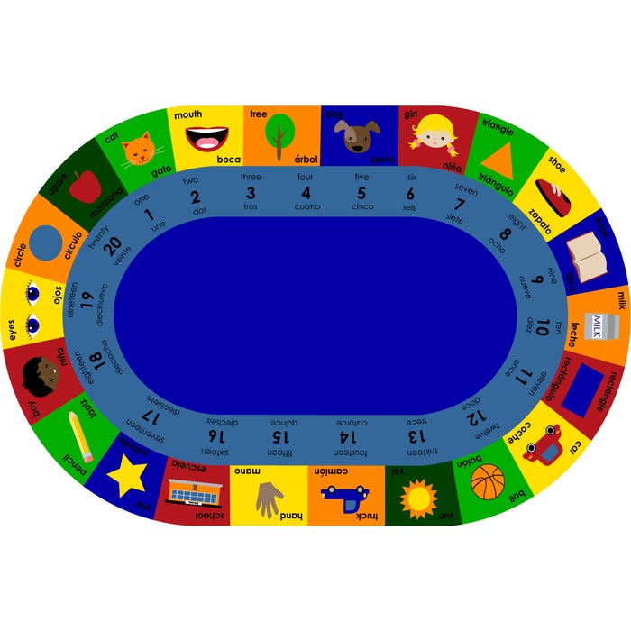 Childcraft Spanish Bilingual Carpet for Classrooms, Oval