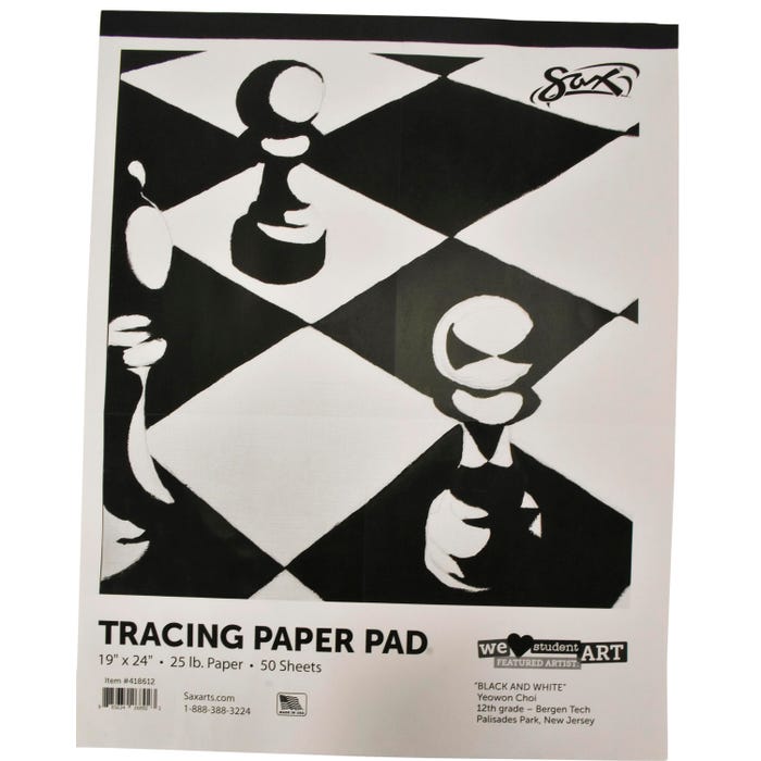 Sax Tracing Paper Pad, 25 lbs, 19 x 24 Inches, White, 50 Sheets