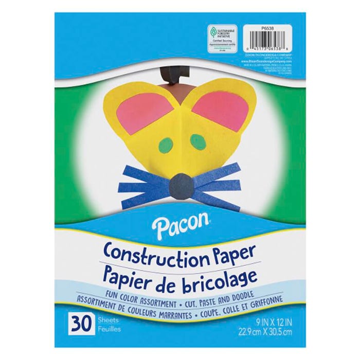 Pacon Groundwood Construction Paper, 9 x 12 Inches, Assorted Colors, 30 Sheets