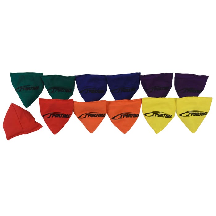 Sportime Triangle Bean Bags, 4-1/2 Inches, Assorted Colors, Set of 12