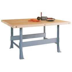 Diversified Woodcrafts 2 Station Workbench with 2 Doors and Vise, 64 x 28 x 31-1/4 Inches, Maple 1135484