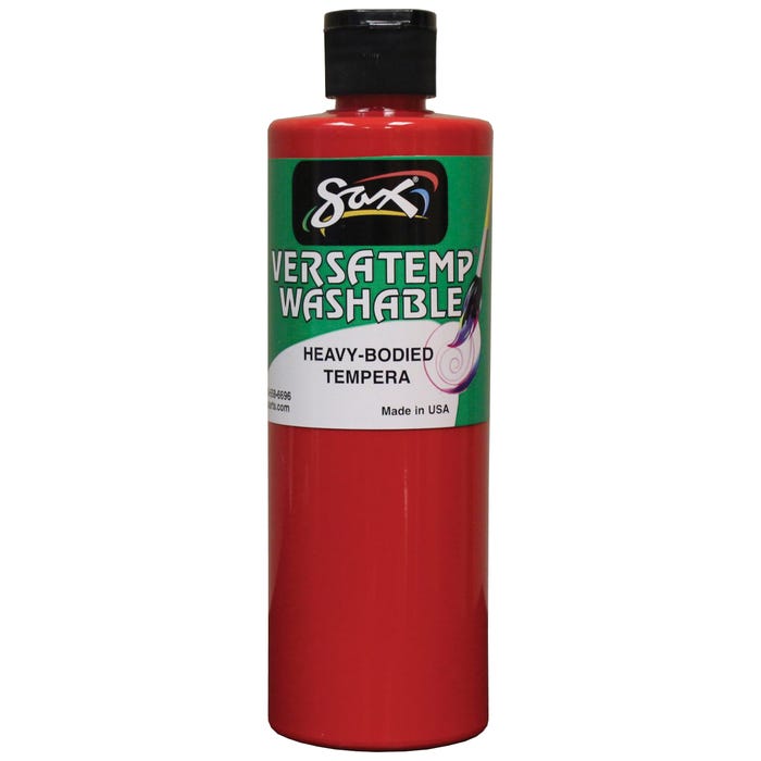 Sax Versatemp Washable Heavy-Bodied Tempera Paint, 1 Pint, Primary Red