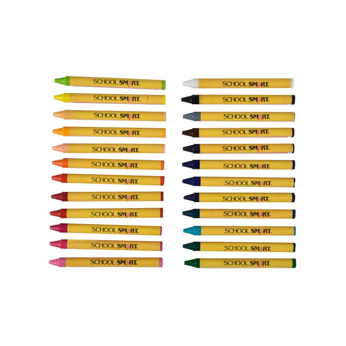 School Smart Crayons, Standard Size, Assorted Colors, Set of 24
