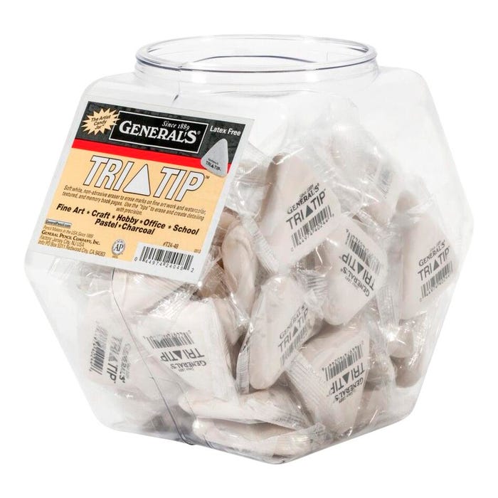 General's Tri-Tip Eraser, White, Pack of 48