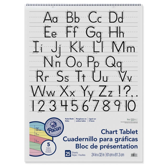 Pacon Chart Tablet, 24 x 32 Inches, 1-1/2 Inch Ruled Short Way, 25 Sheets