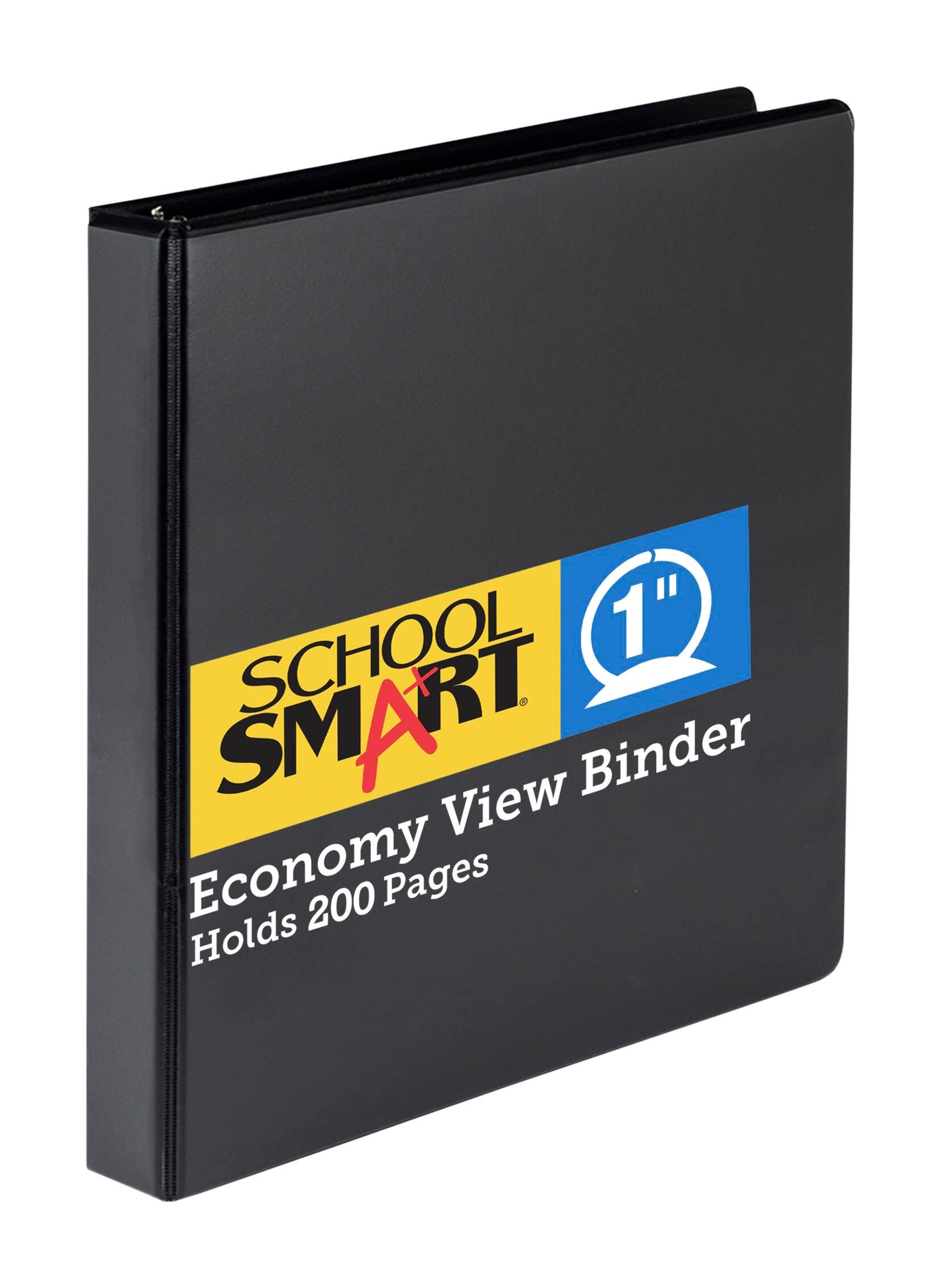 School Smart Round Ring View Binder, Polypropylene, 1 Inch, Black 086389