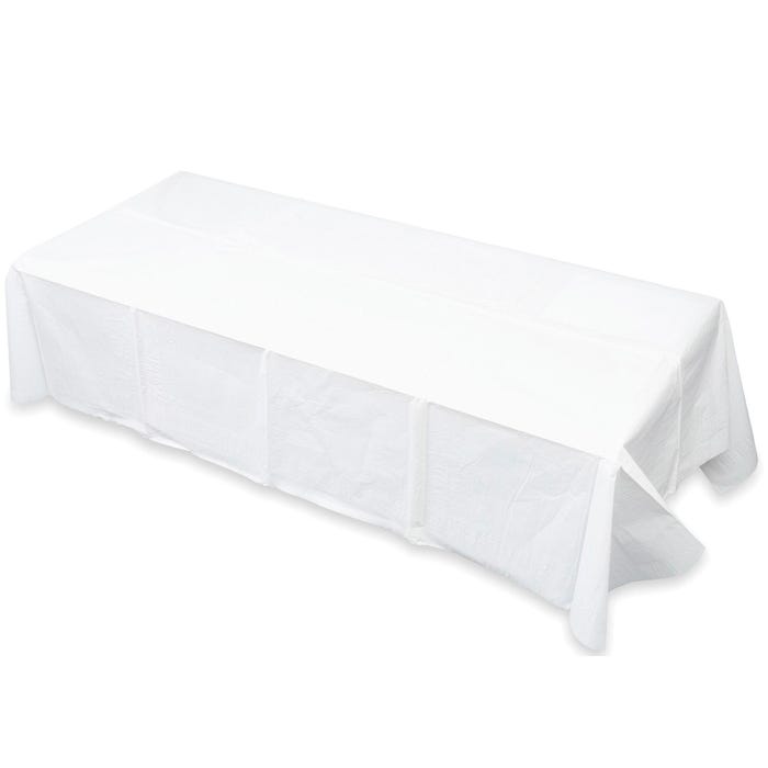 Tatco Embossed Table Cover, 54 W x 108 D in, Rectangle, Paper, White, Pack of 20