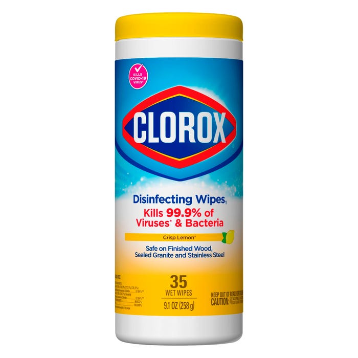Clorox Disinfecting Wipes, 35 Per Tub, Lemon Scent, Pack of 12 Tubs