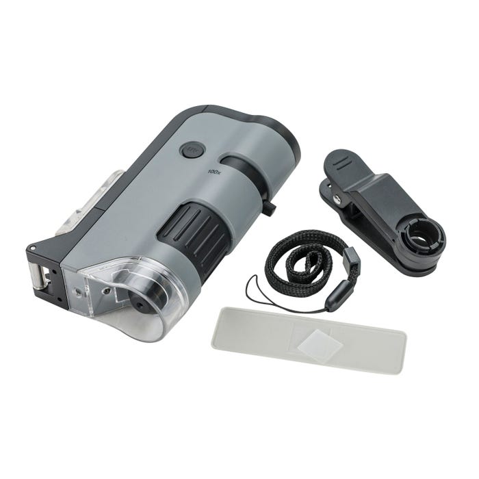 Carson MicroFlip Lighted Pocket Microscope with Flip Down Slide Base