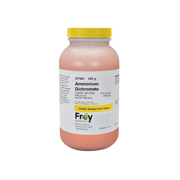 Frey Scientific Ammonium Dichromate, 500g, Lab Grade