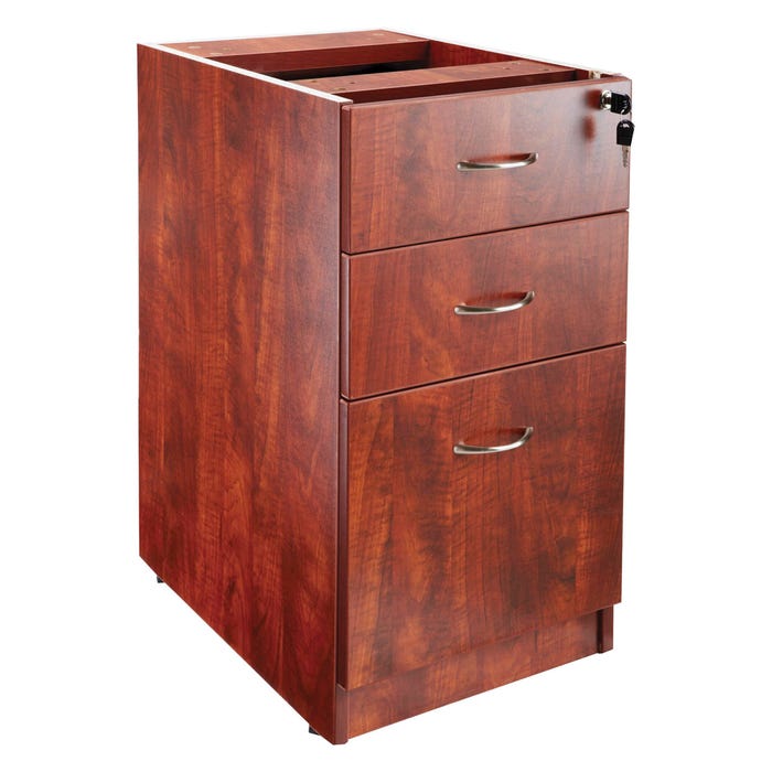 Lorell Essentials Series Cherry Laminate, Fixed Pedestal, Box/Box/File, 15-1/2 x 21-7/8 x 28-1/2 Inches, Cherry