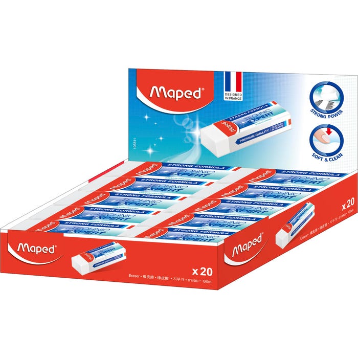 Maped Ultra-Clean Expert Eraser, White, Pack of 20