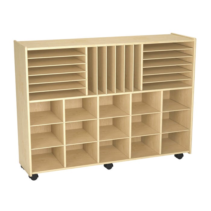 Childcraft Mobile Store-and-Stack Storage Unit With Locking Casters, 47-3/4 x 14-1/4 x 36 Inches