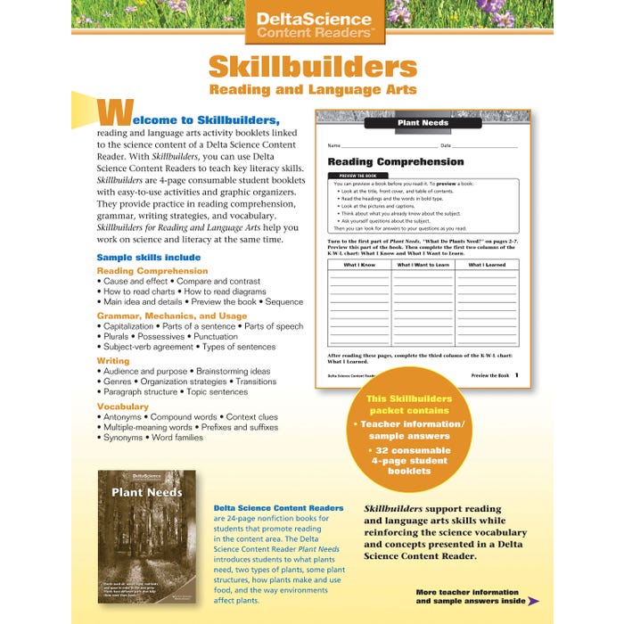 Delta Science Content Readers Plant Needs Red and Purple Skillbuilders, Pack of 32