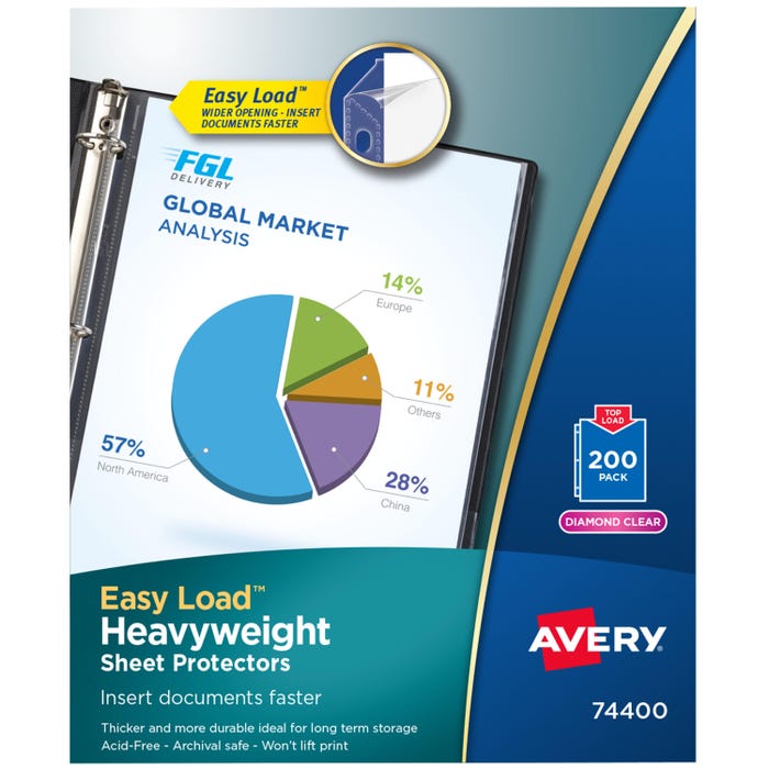 Avery Heavyweight Sheet Protectors, 8-1/2 x 11 Inches, Diamond Clear, Pack of 200