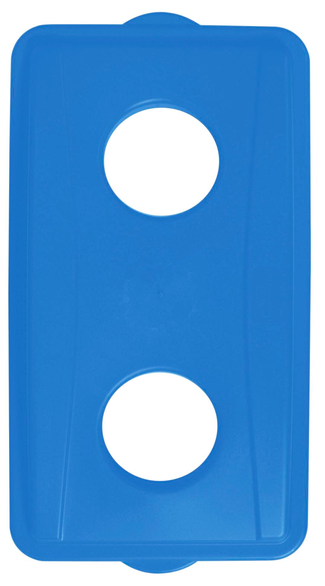 Continental Wall Hugger Recycling Receptacal Lid with Holes, 21-1/2 x 11-1/2 x 2-5/8 Inches, Blue, Item Number 1370030