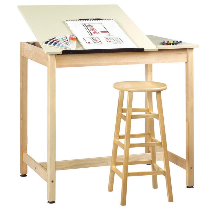 Diversified Spaces Drawing Table, Split Top, 42 x 30 x 39-3/4 Inches, Plain Apron, Almond Laminate Top