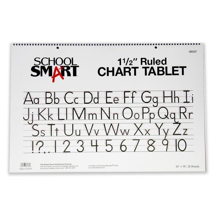 School Smart Chart Paper Pad, 24 x 16 Inches, 1-1/2 Inch Skip Line, 25 Sheets