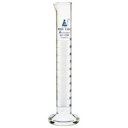 Eisco Labs Graduated Cylinder, Round Base, Glass, Class A, 100mL, Blue Graduations