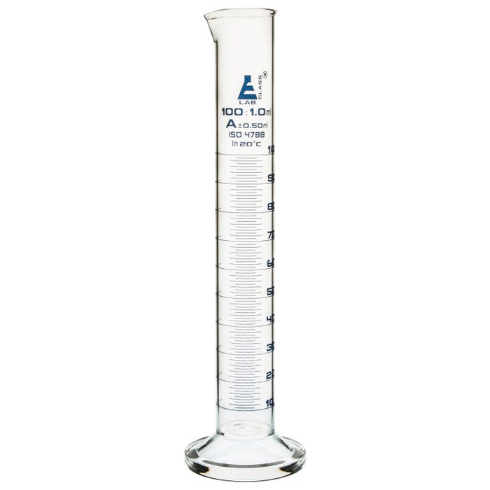 Eisco Labs Graduated Cylinder, Round Base, Glass, Class A, 100ml