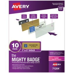 Avery Professional Reusable Name Badge System, Gold, 1 In x 3 In, for Laser Printers 2144912