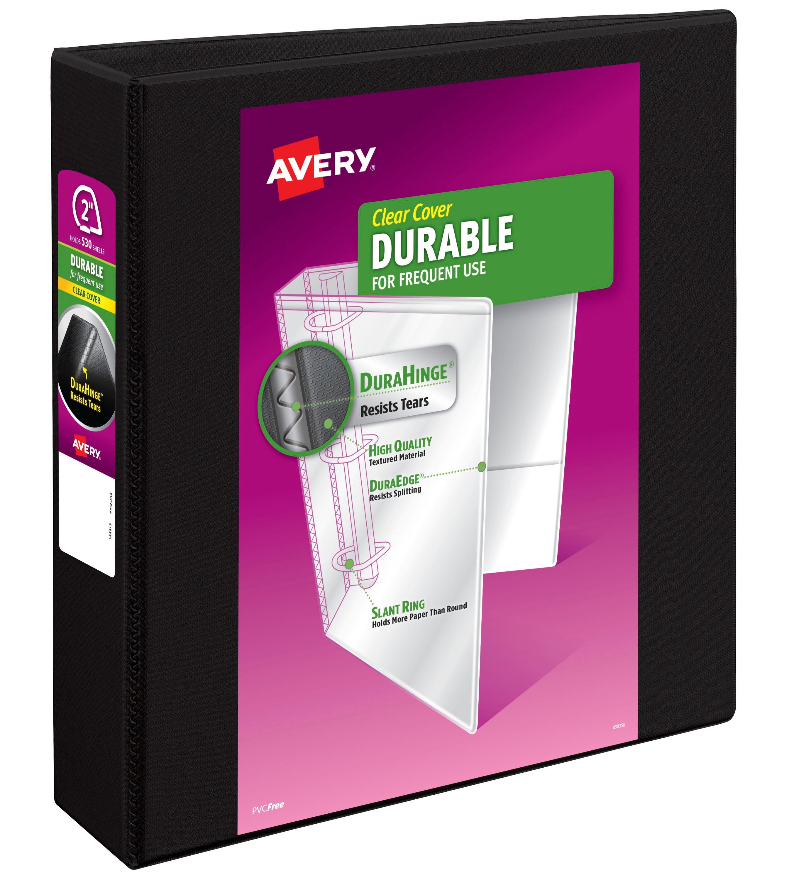 Avery Durable View Binder with Slant Ring, 2 Inch, Black 1396569