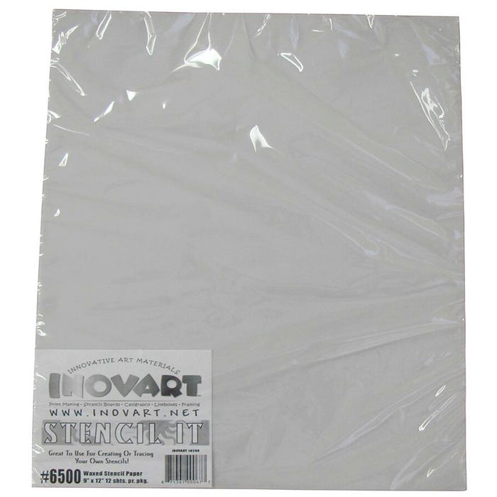 Inovart Wax Stencil Paper, 9 x 12 Inches, White, 12 Sheets