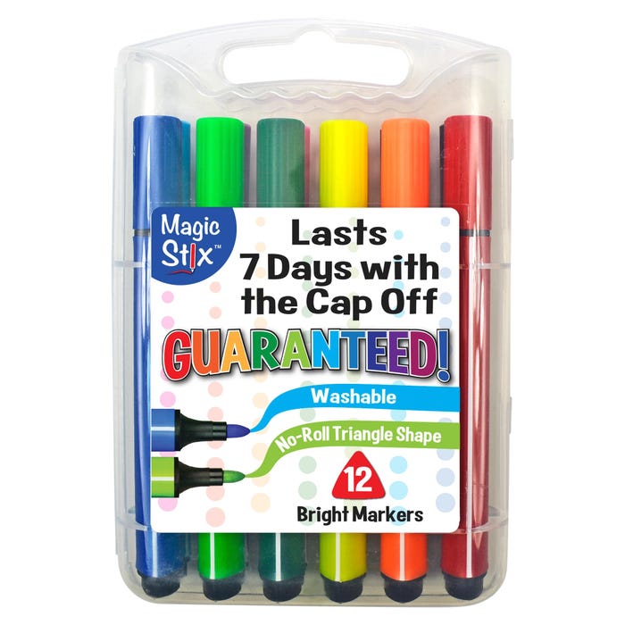 The Pencil Grip Inc Triangular Magic Stix Markers, Assorted Colors, Set of 12
