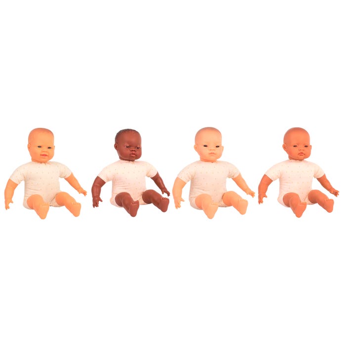 Miniland Multicultural Soft Body Dolls, 15-3/4 Inches, Set of 4