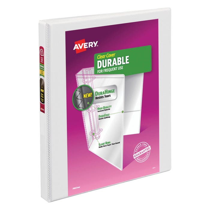 Avery Durable View Binder with Slant Ring, 1/2 Inch, White