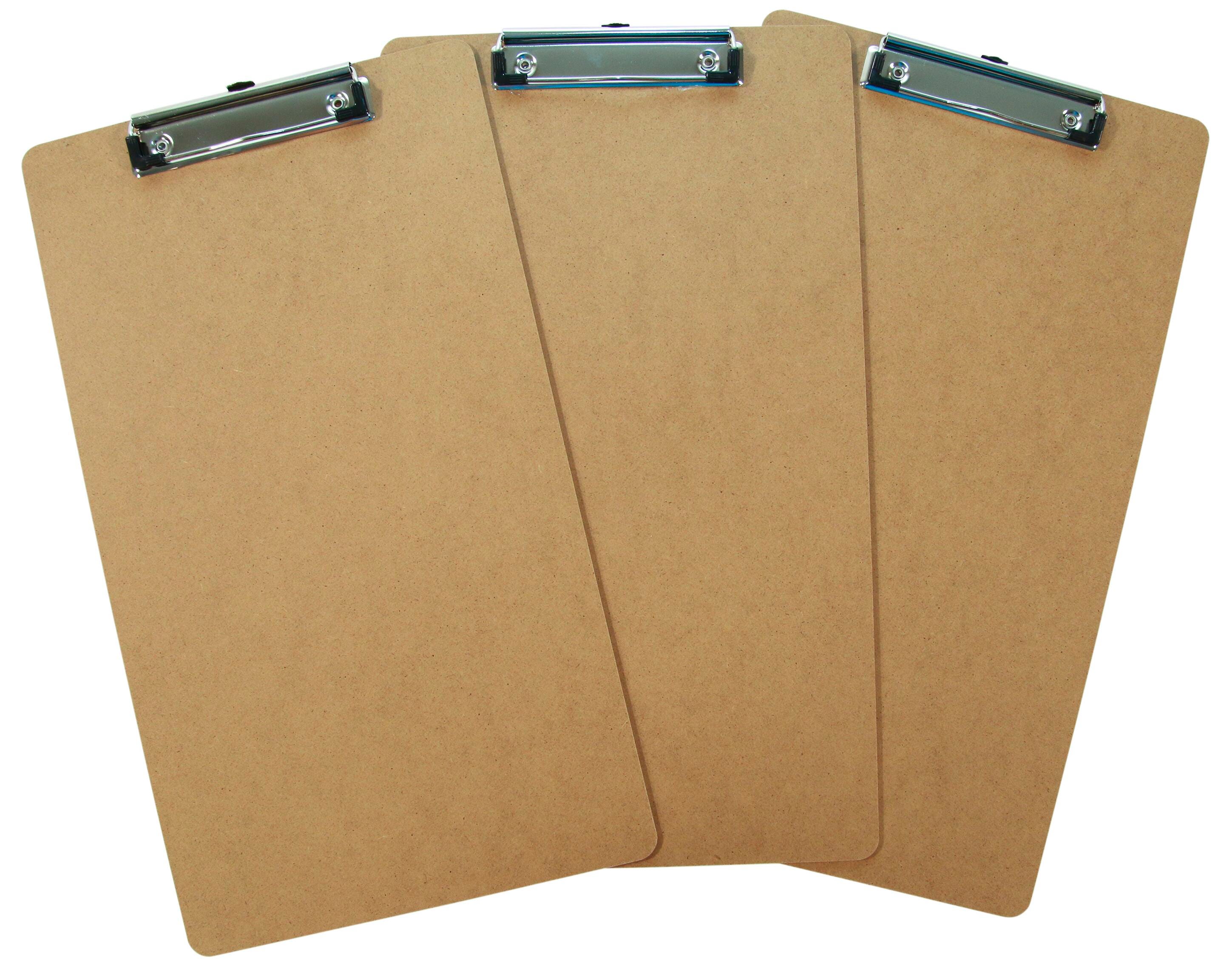 School Smart Masonite Clipboards, 9 x 15-1/2 Inches, Low Profile Clip, Legal Size, Brown, Pack of 3 2133008