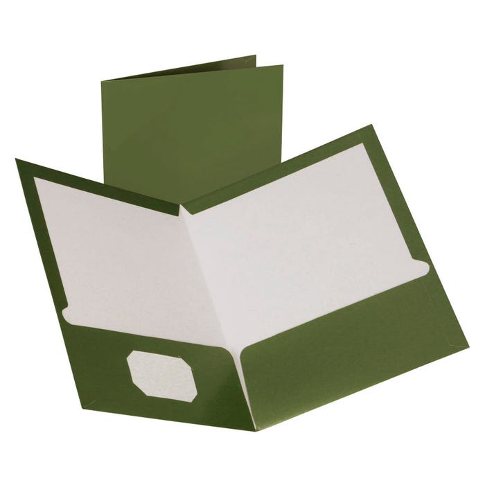 Oxford Laminated 2-Pocket Portfolio, 8-1/2 x 11 Inches,Metallic Green, Pack of 25