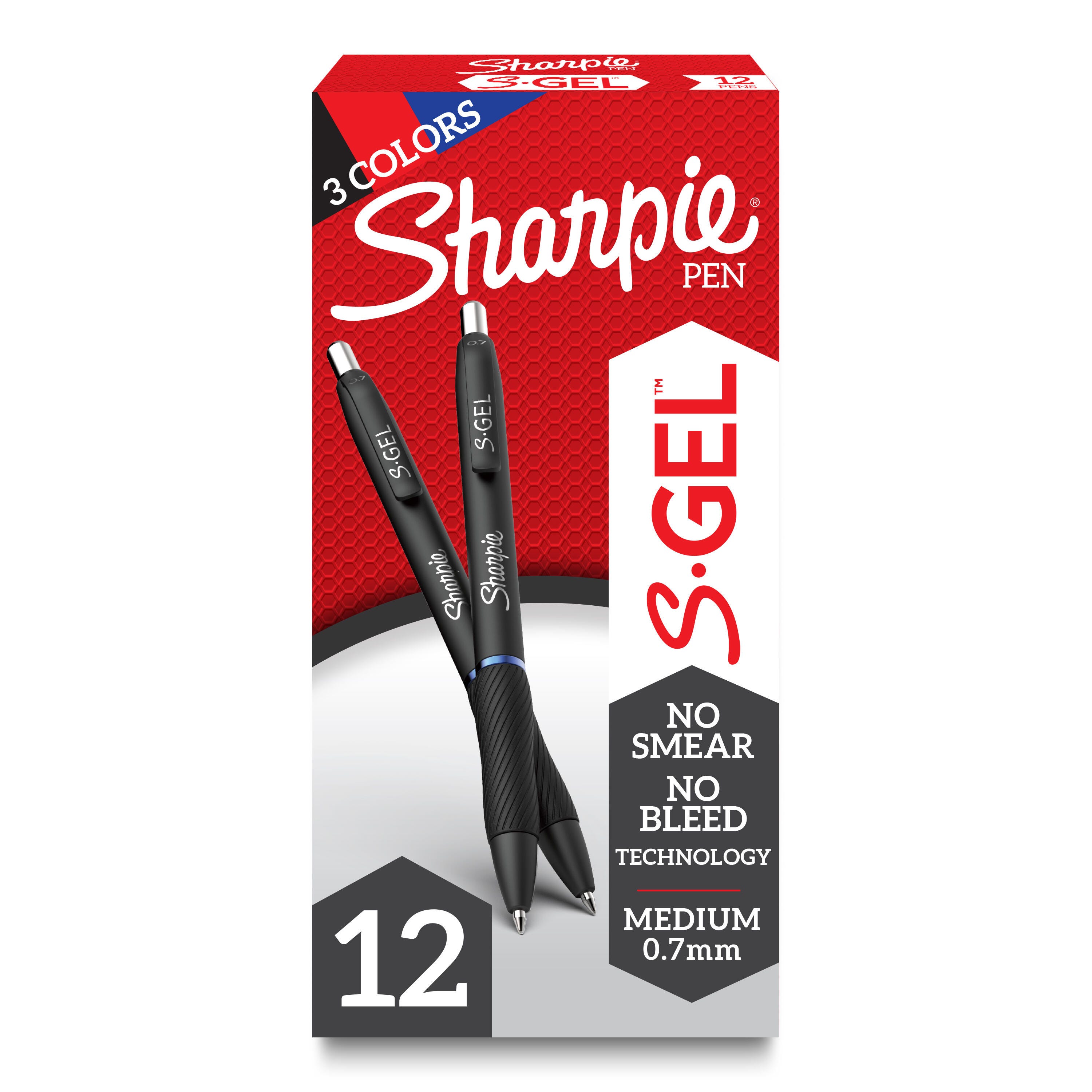 Sharpie S-Gel Pens, Medium Point, 0.7mm, Assorted Colors, Pack of 12 2090624