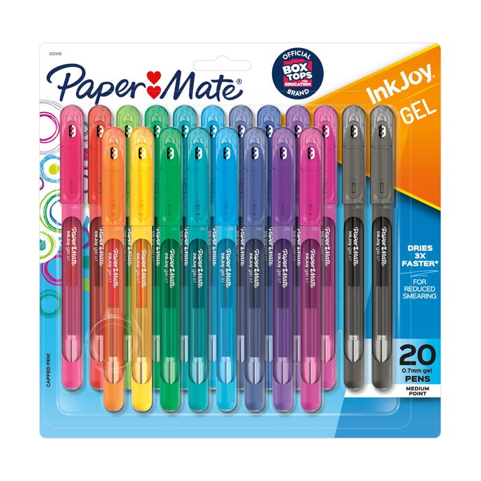 Paper Mate InkJoy Gel Pens, Medium Point, 0.7 mm, Assorted Colors, Pack of 20