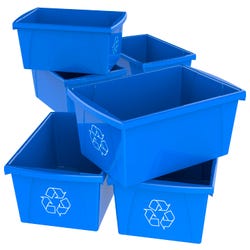 School Smart Recycle Bin, 5-1/2 Gallon, Blue, Case of 6 2011695