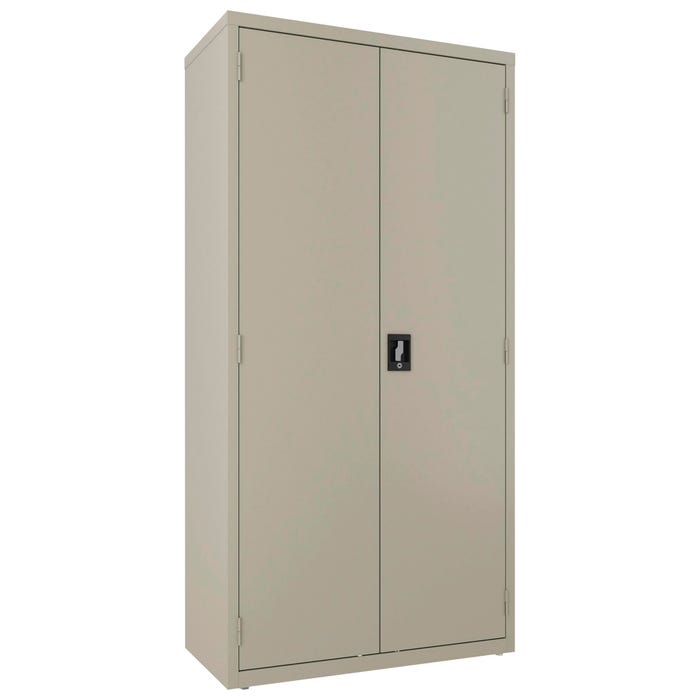 Lorell Wardrobe Cabinet - Wardrobe, Double Door, Lockable, 36 x 18 x 72 Inches, Putty