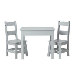 Melissa & Doug Wooden Table & Chairs Set, 23-1/2 x 20 x 20-1/4 Inches, Gray 2040985