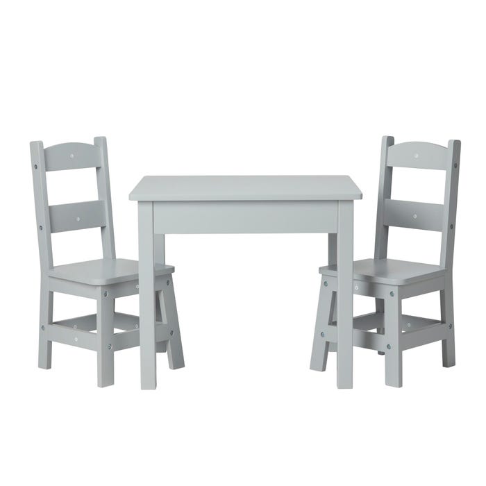 Melissa & Doug Wooden Table & Chairs Set, 23-1/2 x 20 x 20-1/4 Inches, Gray