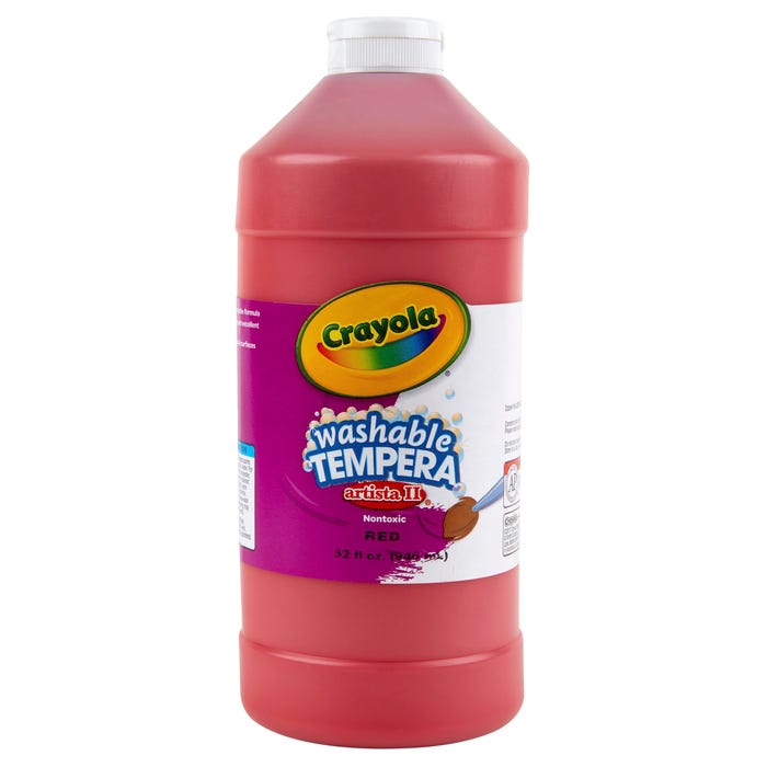 Crayola Artista II Washable Tempera Paint, 1 Quart Bottle, Red