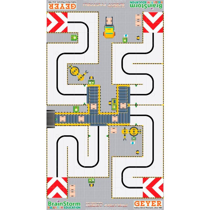 BrainStorm STEM Education Robotics Mat: Robot Factory with Game Pieces, 80 x 44-3/4 Inches