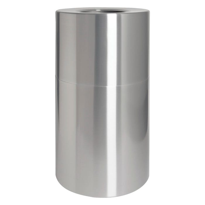 Genuine Joe Seamless Waste Receptacle, 35 Gallon, Weather Resistant, Aluminum, Plastic Liner