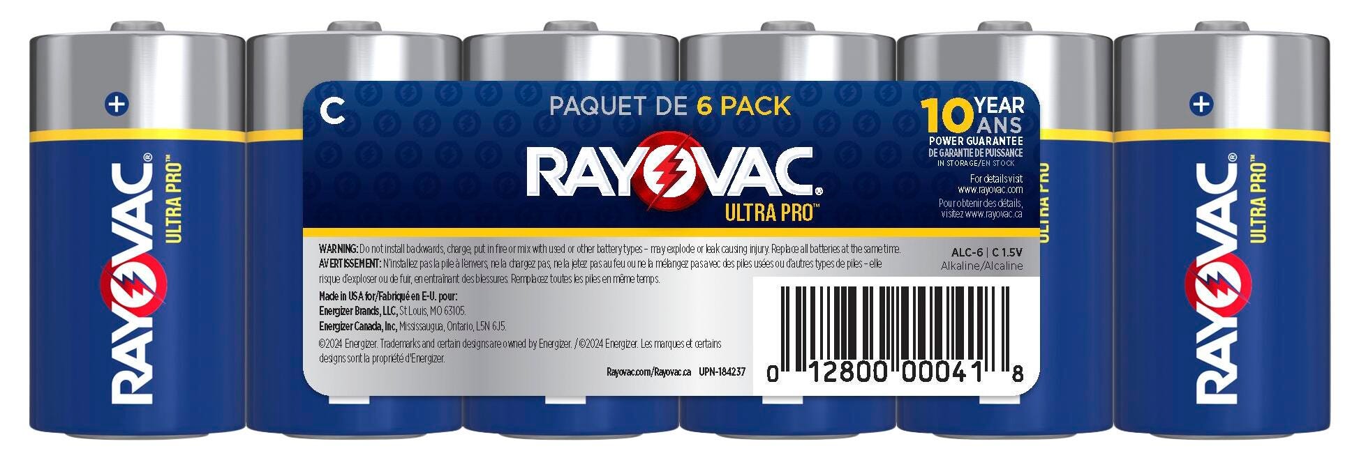 Rayovac Ultra Pro Alkaline C Batteries, 6 Pack 2133748